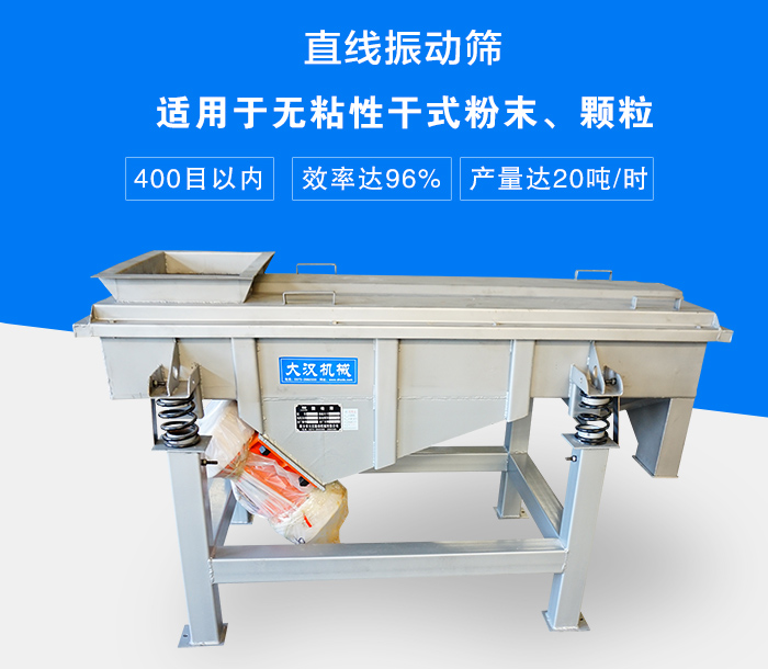 直線振動篩適用于無粘性干式粉末、顆粒，產量達20噸/時